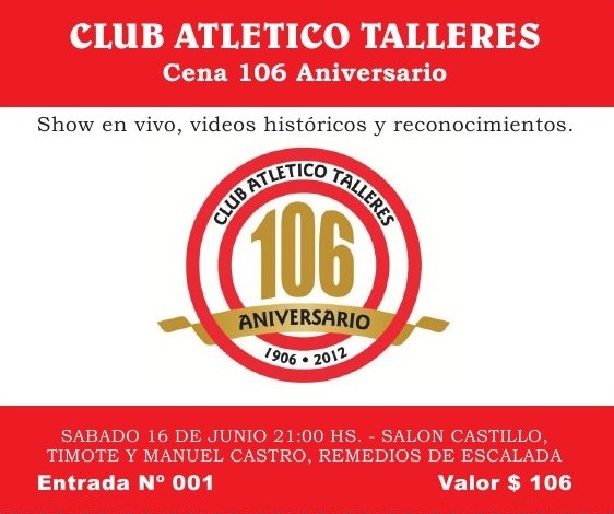 Club Atlético Talleres de Remedios de Escalada: 1 de junio de 1906